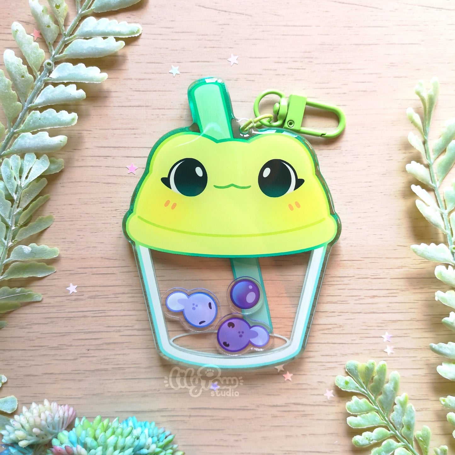 Froggy Boba - 4” Shaker Acrylic Keychain