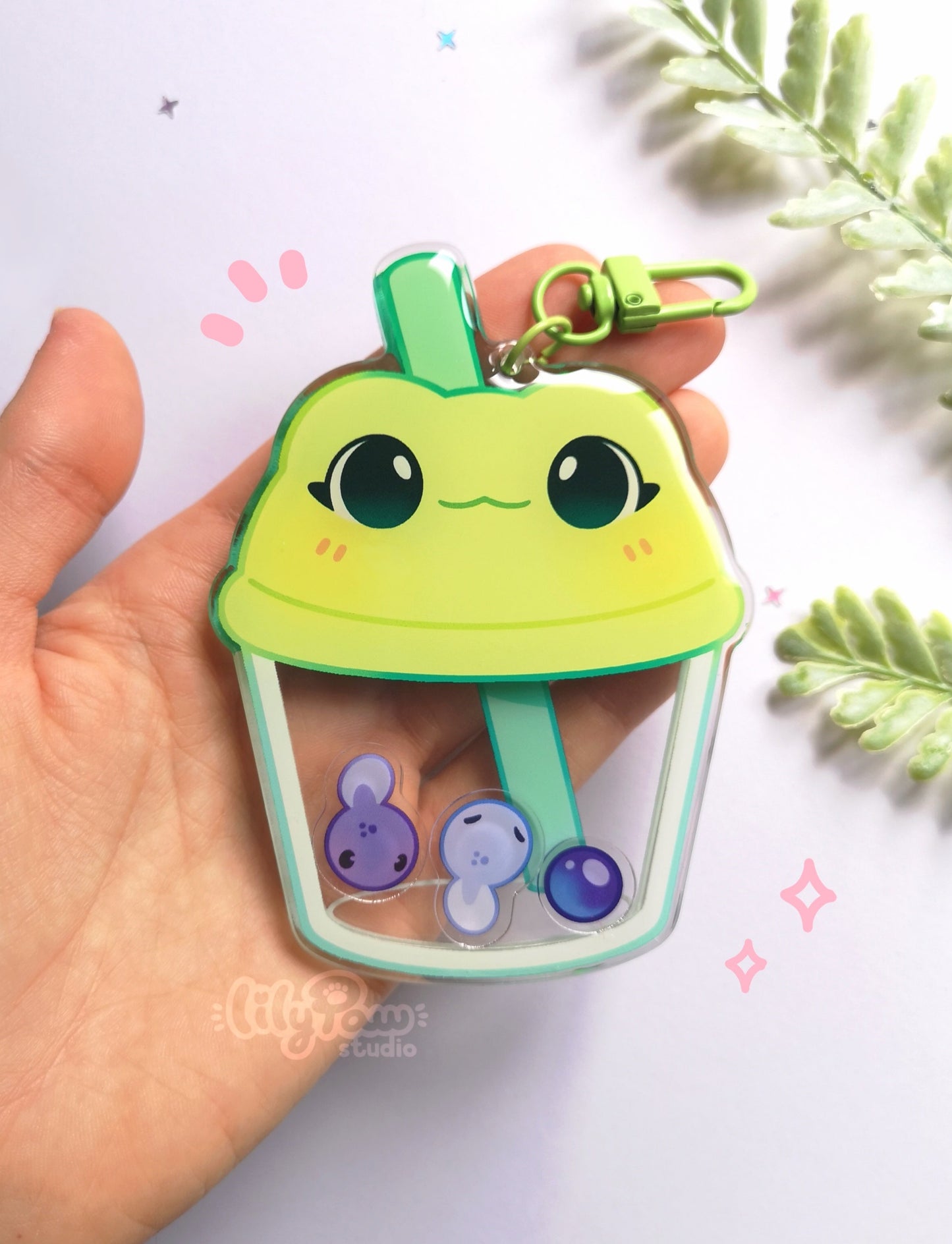 Froggy Boba - 4” Shaker Acrylic Keychain
