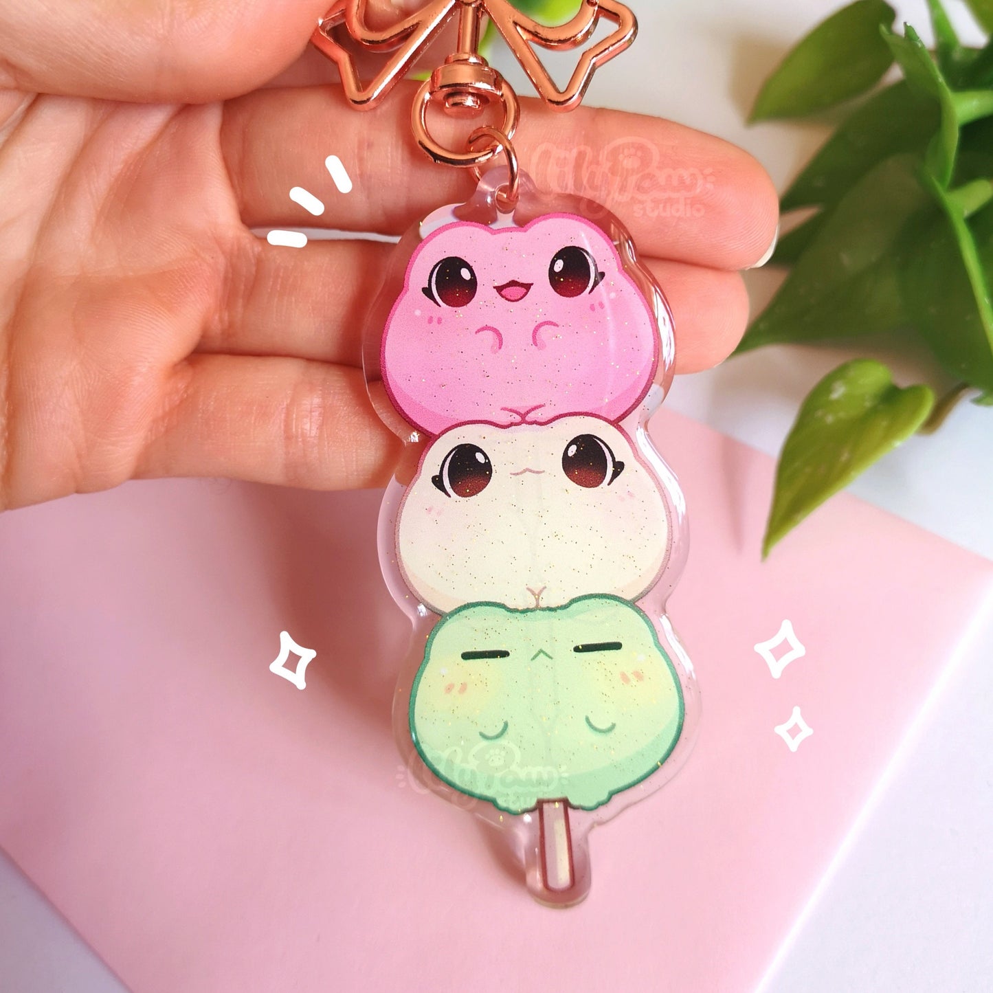 Froggy Dango - 3.5” Glitter Acrylic Charm