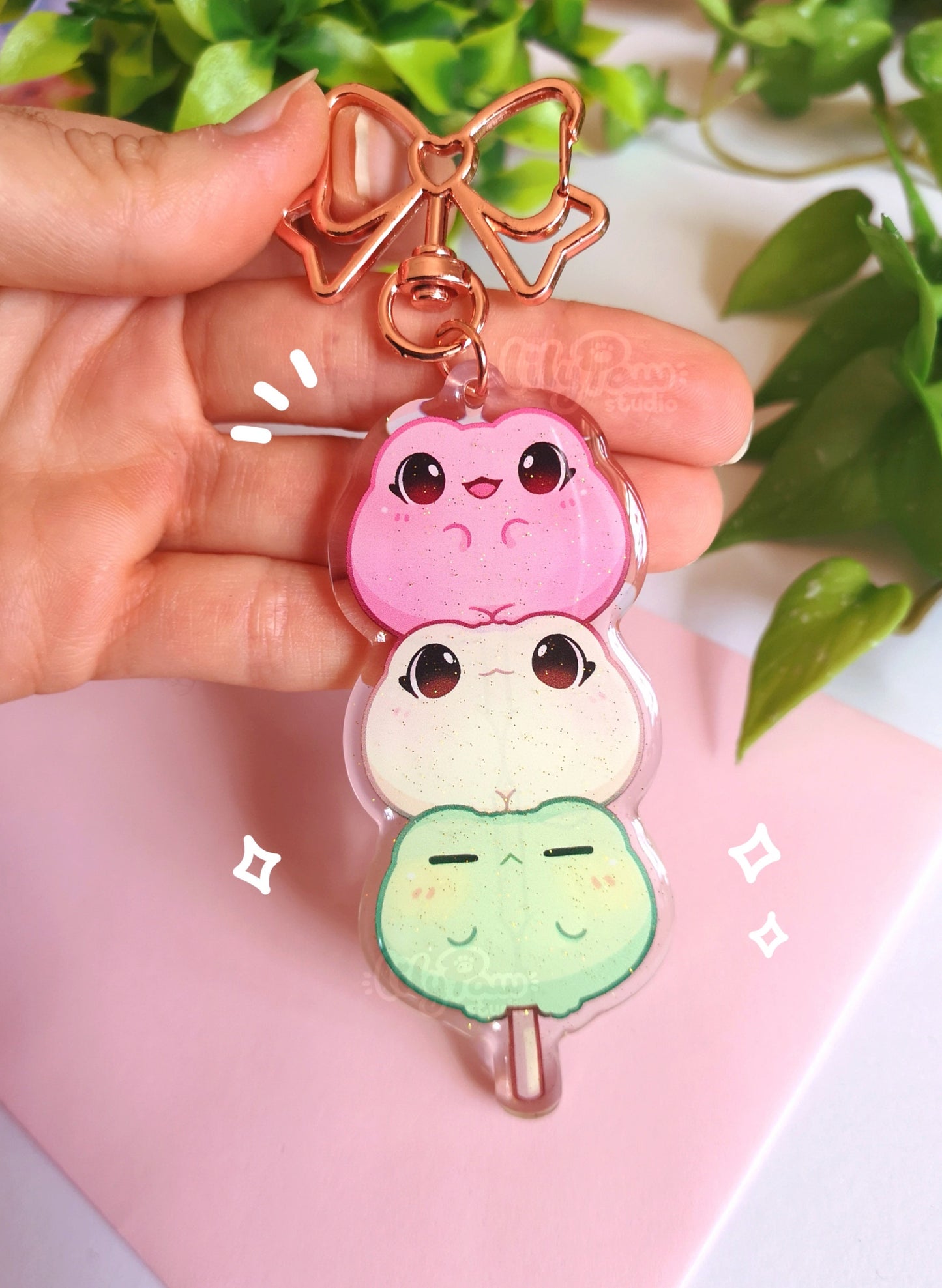 Froggy Dango - 3.5” Glitter Acrylic Charm