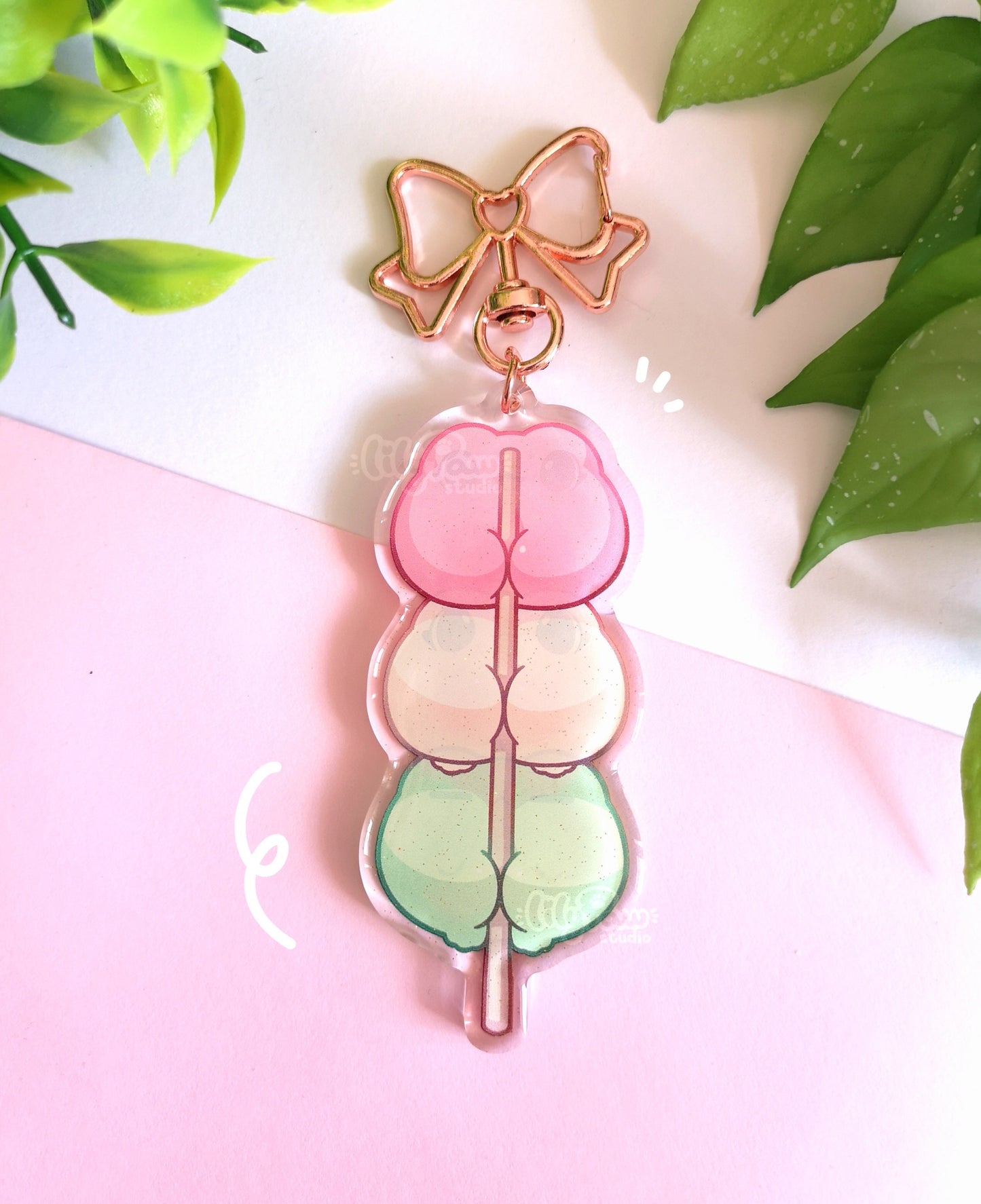 Froggy Dango - 3.5” Glitter Acrylic Charm