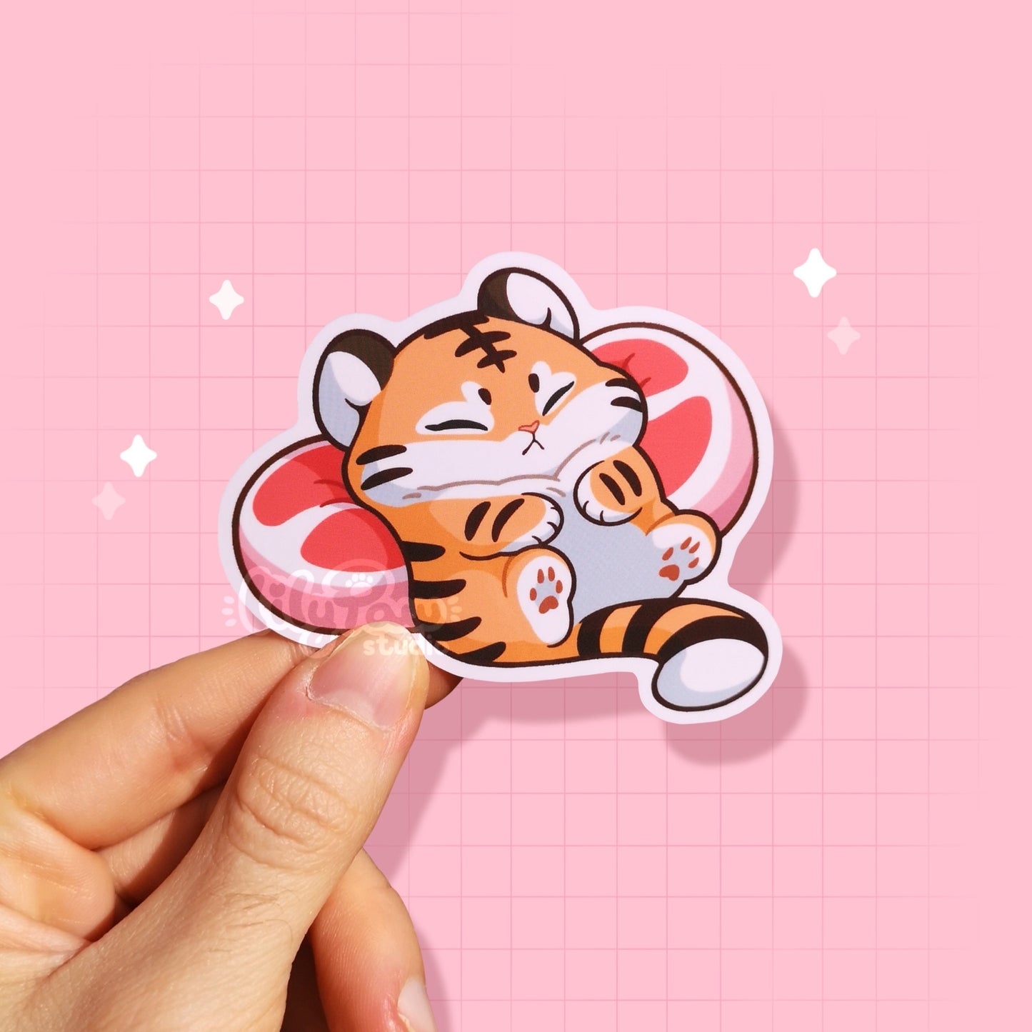 Comfort Foods Tiger - Set of 2 glossy vinyl stickers