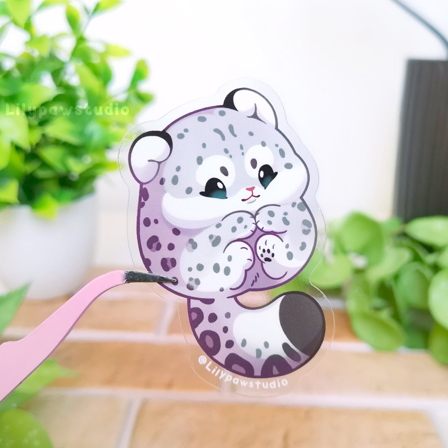 Snow Leopard Mochimal-Transparent Vinyl Sticker