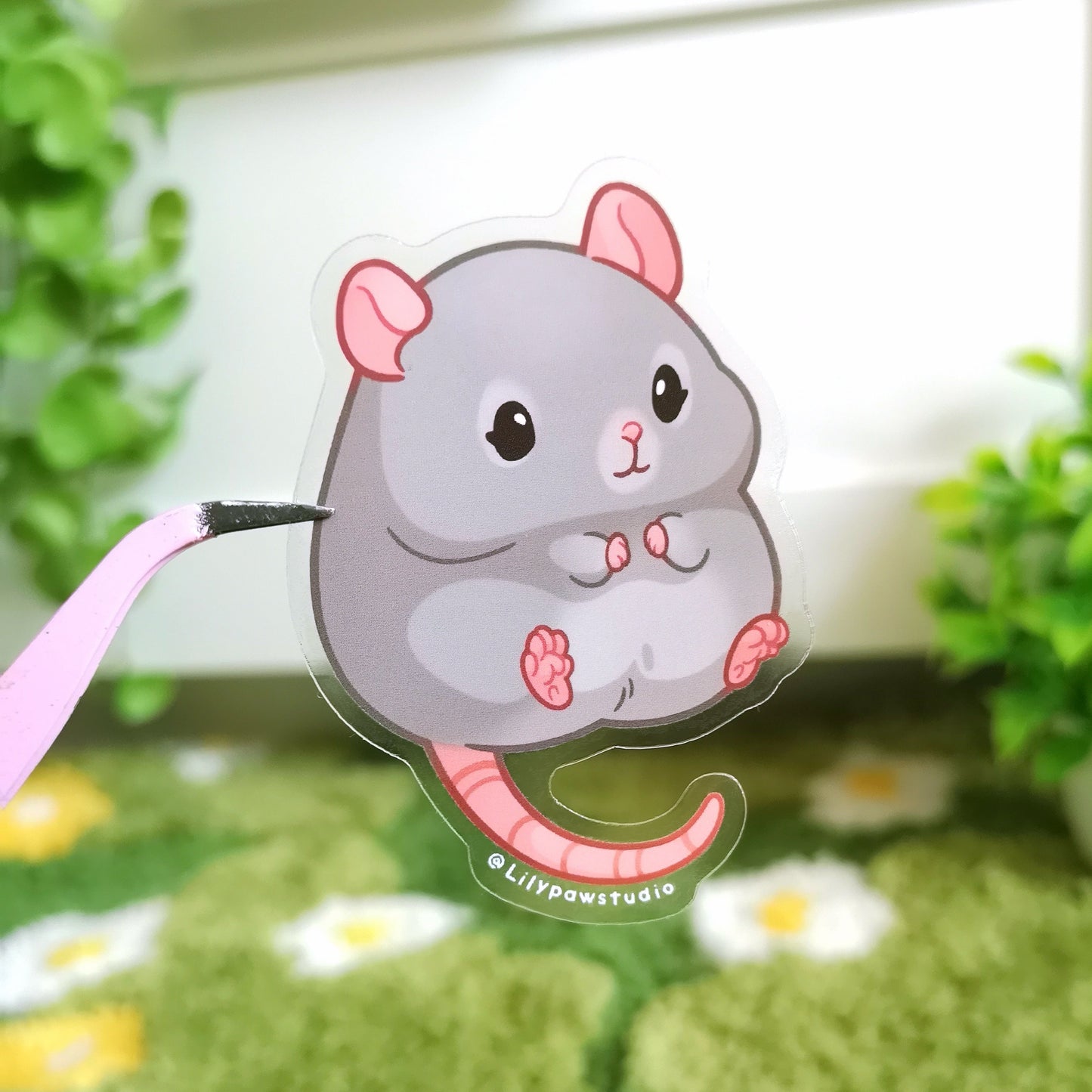 Grey Rat Mochimal-Transparent Vinyl Sticker