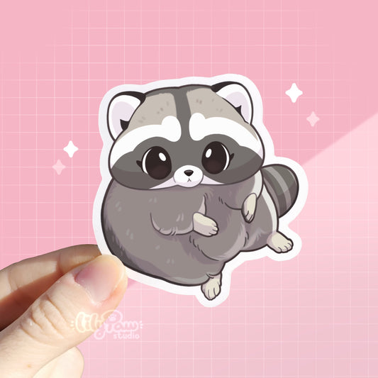 Sitting Chonky Raccoon - Vinyl Sticker