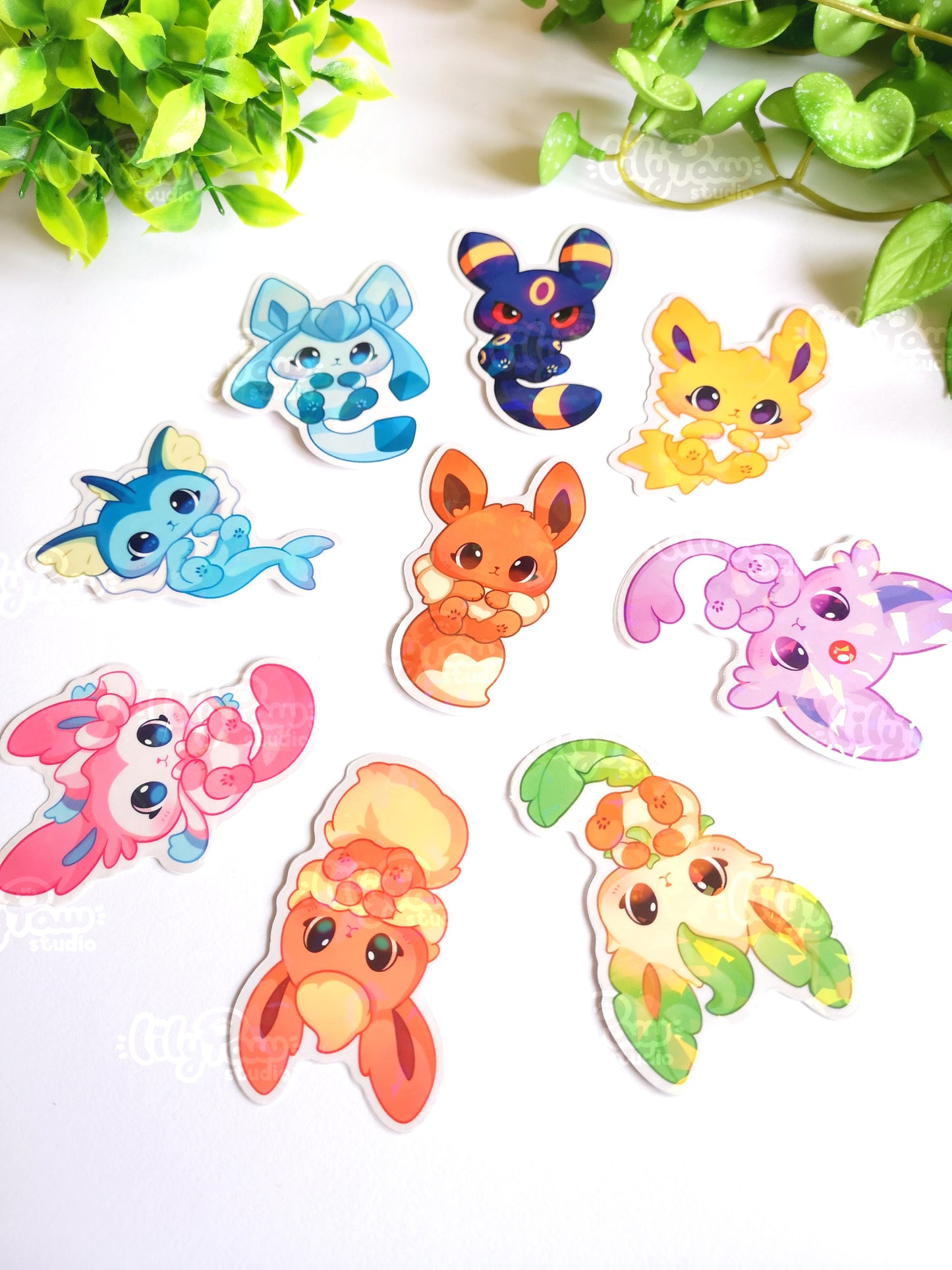 Eeveelutions Holo Transparent Vinyl Stickers