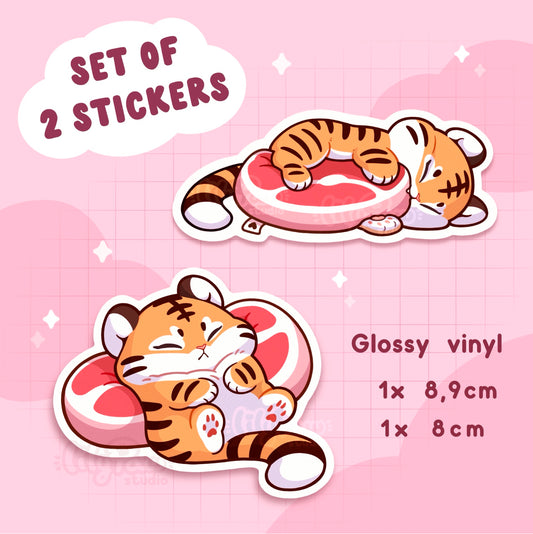 Comfort Foods Tiger - Set of 2 glossy vinyl stickers