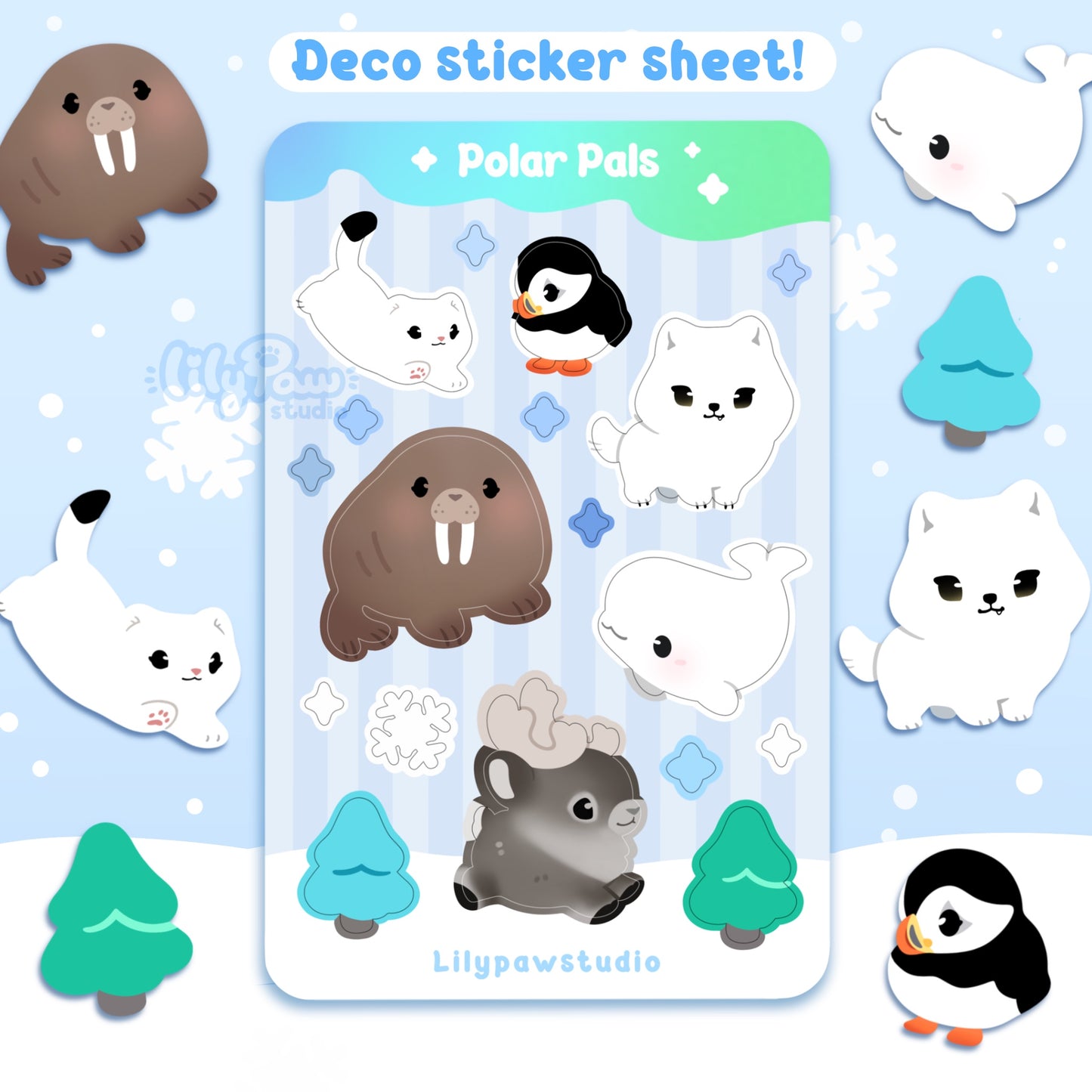 Polar Pals Sticker Sheet - Arctic Animals 2