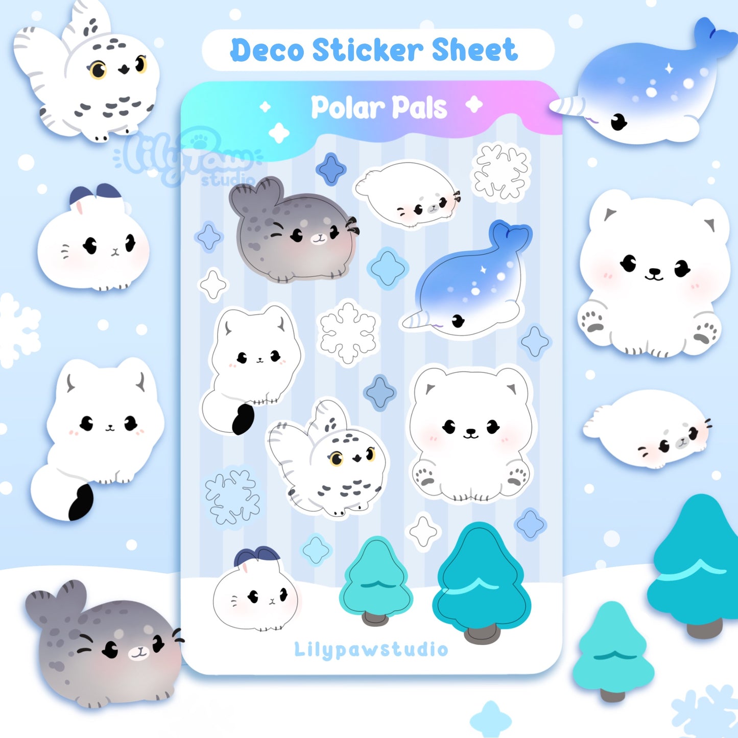 Polar Pals Sticker Sheet - Arctic Animals 1