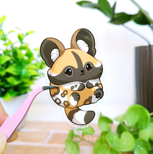 African Wild Dog Mochimal- Transparent Vinyl Sticker
