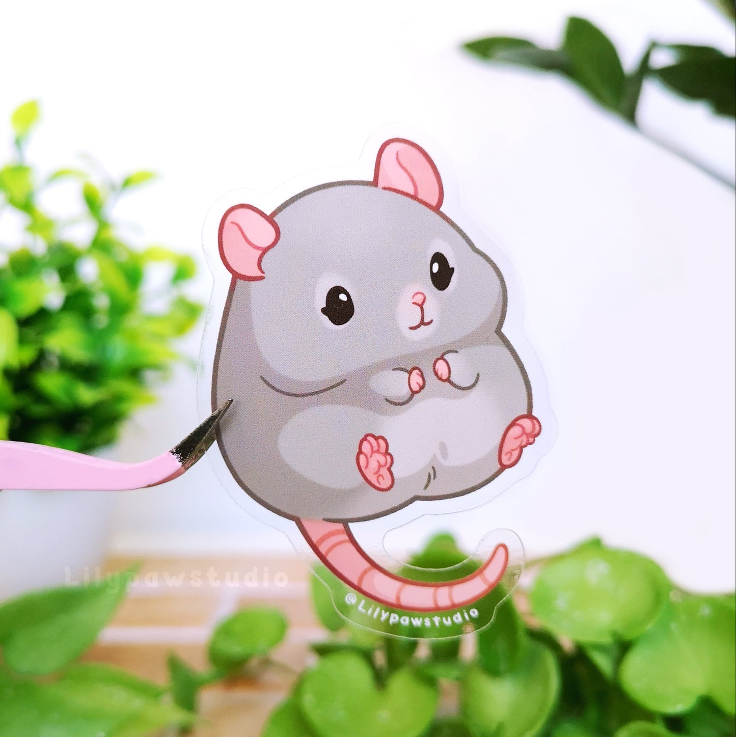 Grey Rat Mochimal-Transparent Vinyl Sticker