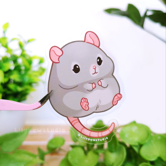 Grey Rat Mochimal-Transparent Vinyl Sticker