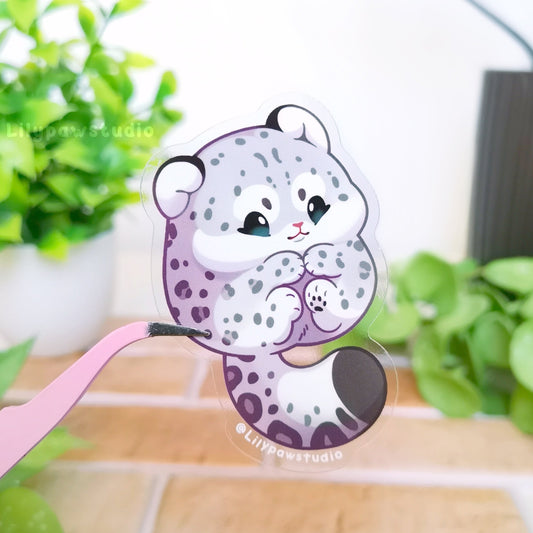 Snow Leopard Mochimal-Transparent Vinyl Sticker