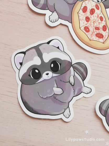 Baby Raccoon Peeker - Transparent Vinyl Sticker