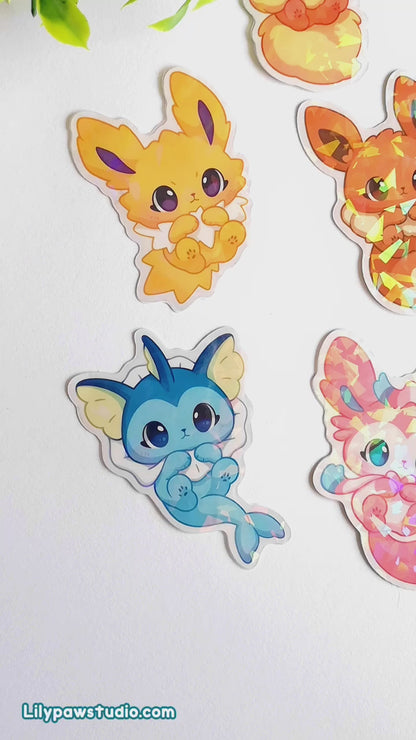 Eeveelutions Holo Transparent Vinyl Stickers